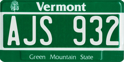 VT license plate AJS932