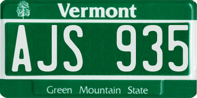 VT license plate AJS935