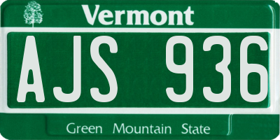 VT license plate AJS936