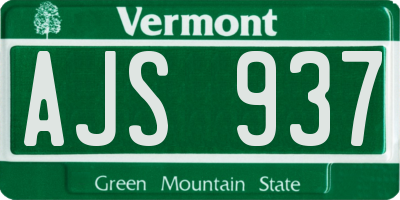 VT license plate AJS937