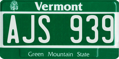 VT license plate AJS939