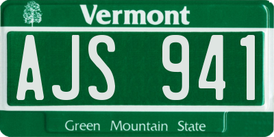 VT license plate AJS941
