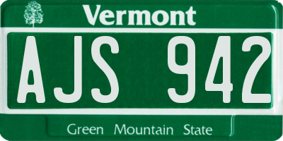 VT license plate AJS942