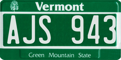 VT license plate AJS943