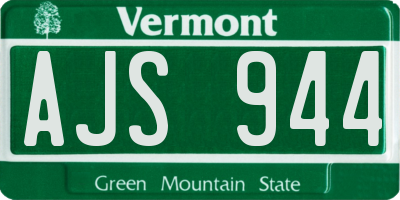 VT license plate AJS944