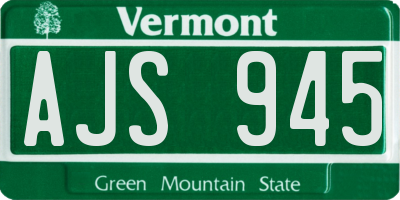 VT license plate AJS945