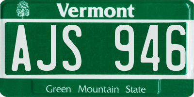 VT license plate AJS946