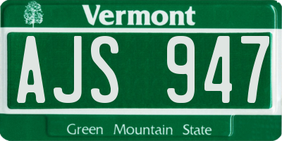 VT license plate AJS947