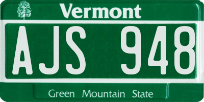 VT license plate AJS948