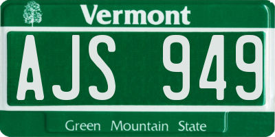 VT license plate AJS949