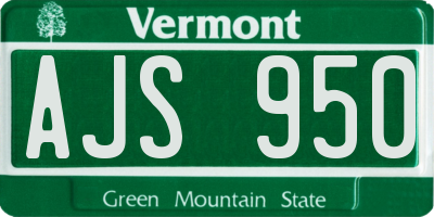VT license plate AJS950