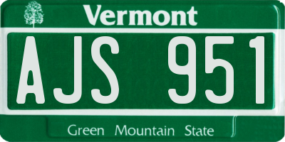 VT license plate AJS951
