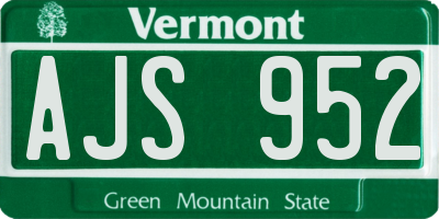 VT license plate AJS952