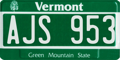 VT license plate AJS953