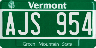 VT license plate AJS954