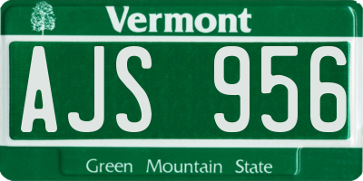 VT license plate AJS956