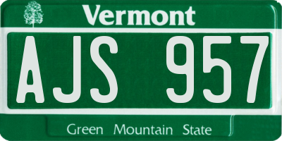 VT license plate AJS957