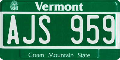 VT license plate AJS959