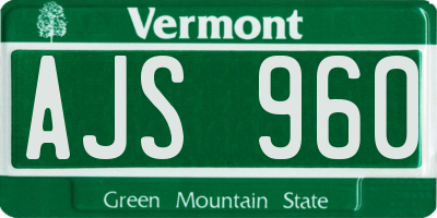 VT license plate AJS960