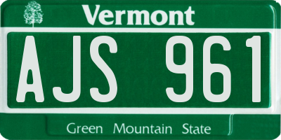 VT license plate AJS961