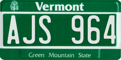 VT license plate AJS964
