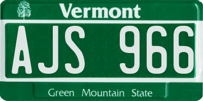 VT license plate AJS966