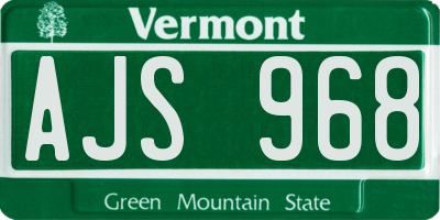 VT license plate AJS968