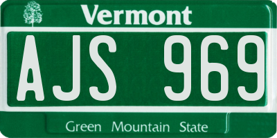 VT license plate AJS969