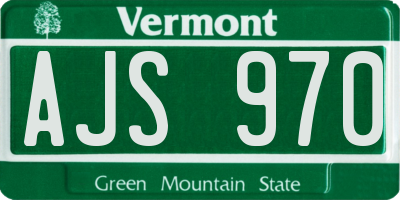 VT license plate AJS970