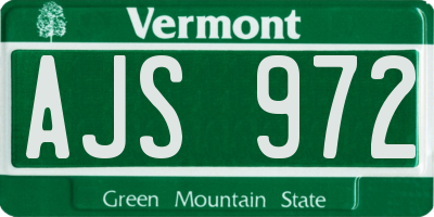 VT license plate AJS972