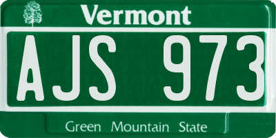 VT license plate AJS973