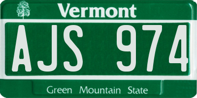 VT license plate AJS974