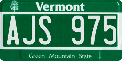 VT license plate AJS975