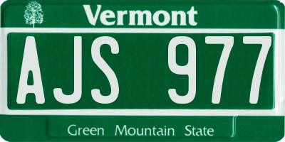 VT license plate AJS977