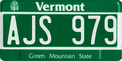 VT license plate AJS979
