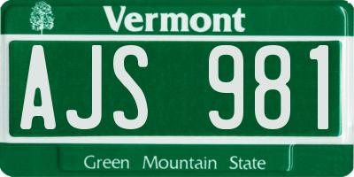 VT license plate AJS981