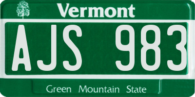 VT license plate AJS983