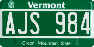 VT license plate AJS984