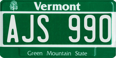 VT license plate AJS990