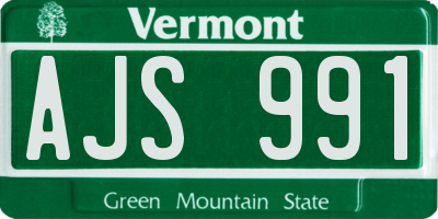 VT license plate AJS991