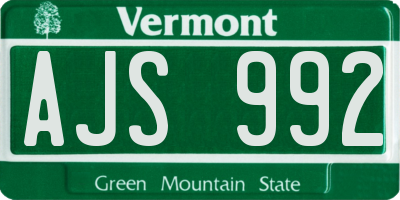 VT license plate AJS992