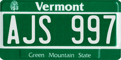 VT license plate AJS997