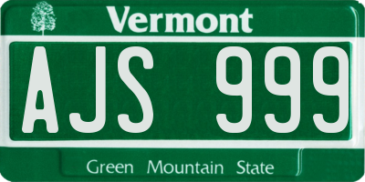 VT license plate AJS999