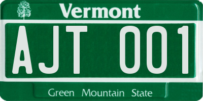 VT license plate AJT001