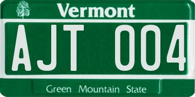 VT license plate AJT004