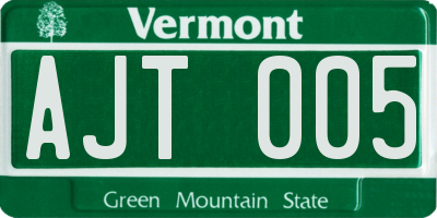 VT license plate AJT005