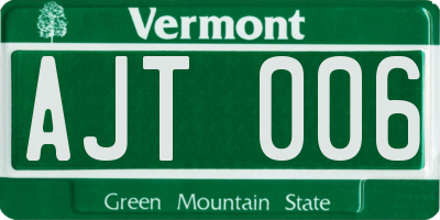 VT license plate AJT006