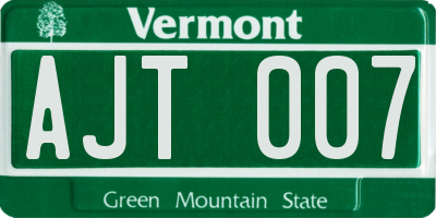 VT license plate AJT007