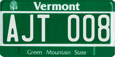 VT license plate AJT008