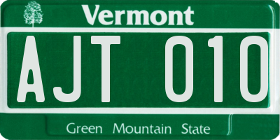 VT license plate AJT010